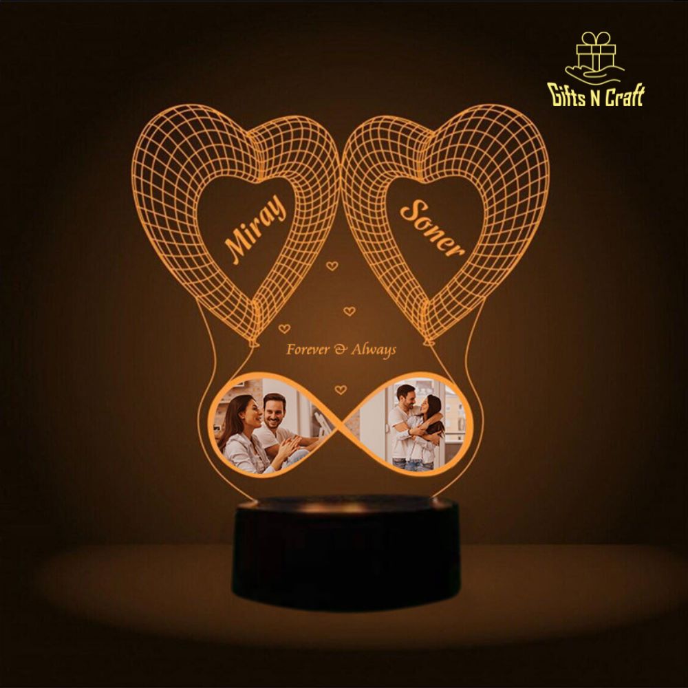 Buy Artistic Gifts Personalized 3D Illusion LED Table Lamp | Heart Shape  Customized Name Lamp for Couple Gift Anniversary, Wedding, Marriage,  Valentine Day- Wooden Base, Warm White Light. Design 5 Online at